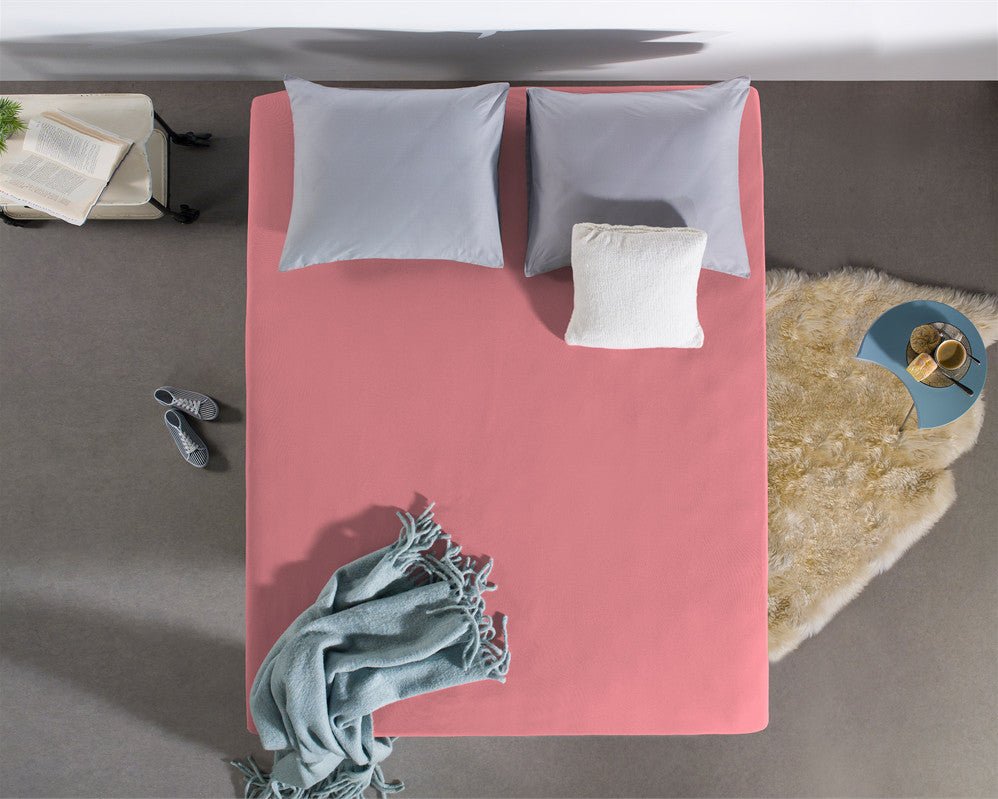 Single Jersey 135 GSM Soft Cotton Fitted Sheet | Pink | Single 80/100 x 200cm (L) x 30cm (D) - The Bedding & Blankets Store