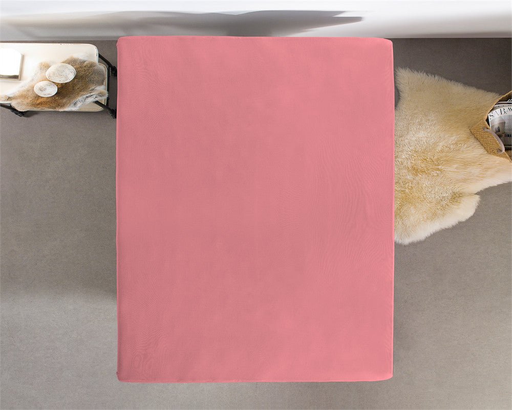 Single Jersey 135 GSM Soft Cotton Fitted Sheet | Pink | Single 80/100 x 200cm (L) x 30cm (D) - The Bedding & Blankets Store