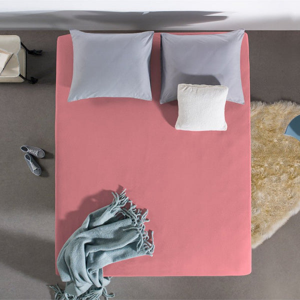 Single Jersey 135 GSM Soft Cotton Fitted Sheet | Pink | Single 80/100 x 200cm (L) x 30cm (D) - The Bedding & Blankets Store