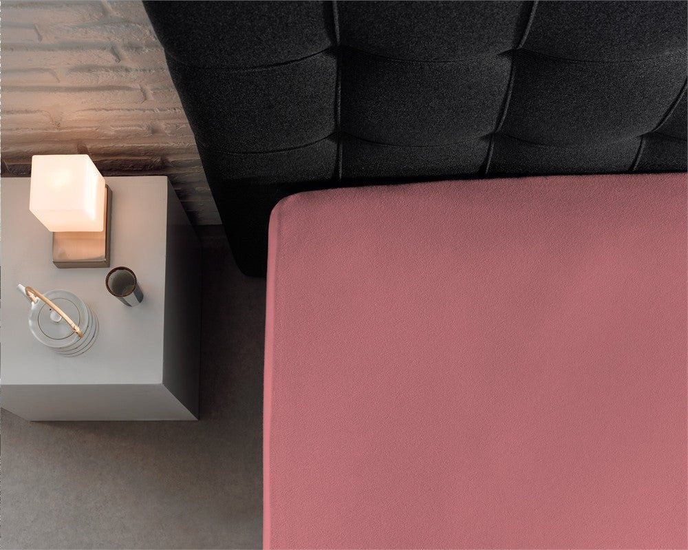 Single Jersey 135 GSM Soft Cotton Fitted Sheet | Pink | Single 80/100 x 200cm (L) x 30cm (D) - The Bedding & Blankets Store