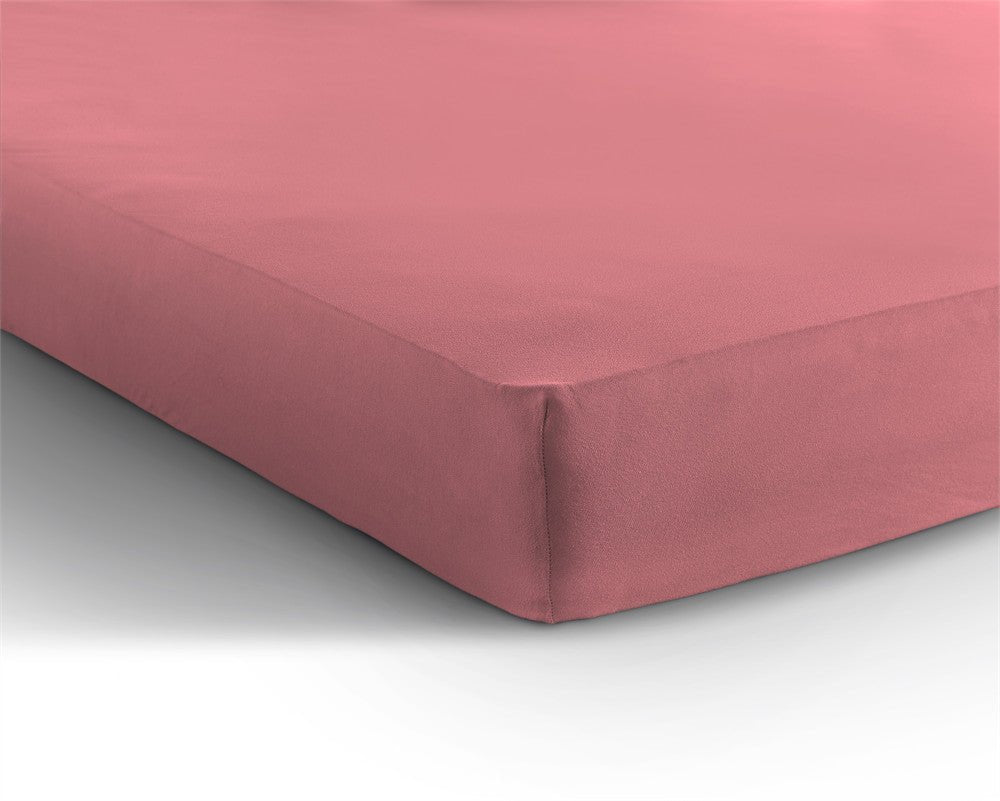 Single Jersey 135 GSM Soft Cotton Fitted Sheet | Pink | Single 80/100 x 200cm (L) x 30cm (D) - The Bedding & Blankets Store