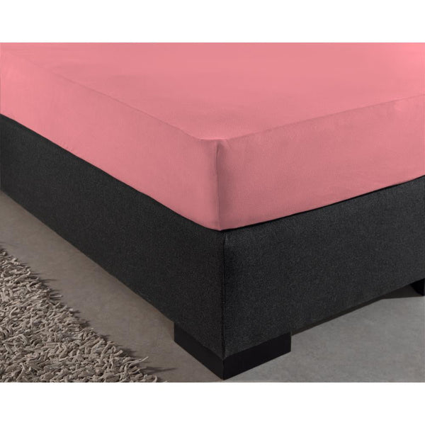 Single Jersey 135 GSM Soft Cotton Fitted Sheet | Pink | Single 80/100 x 200cm (L) x 30cm (D) - The Bedding & Blankets Store