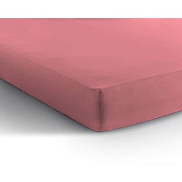 Single Jersey 135 GSM Soft Cotton Fitted Sheet | Pink | Single 80/100 x 200cm (L) x 30cm (D) - The Bedding & Blankets Store