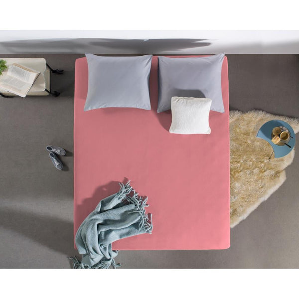 Single Jersey 135 GSM Soft Cotton Fitted Sheet | Pink | Single 80/100 x 200cm (L) x 30cm (D) - The Bedding & Blankets Store