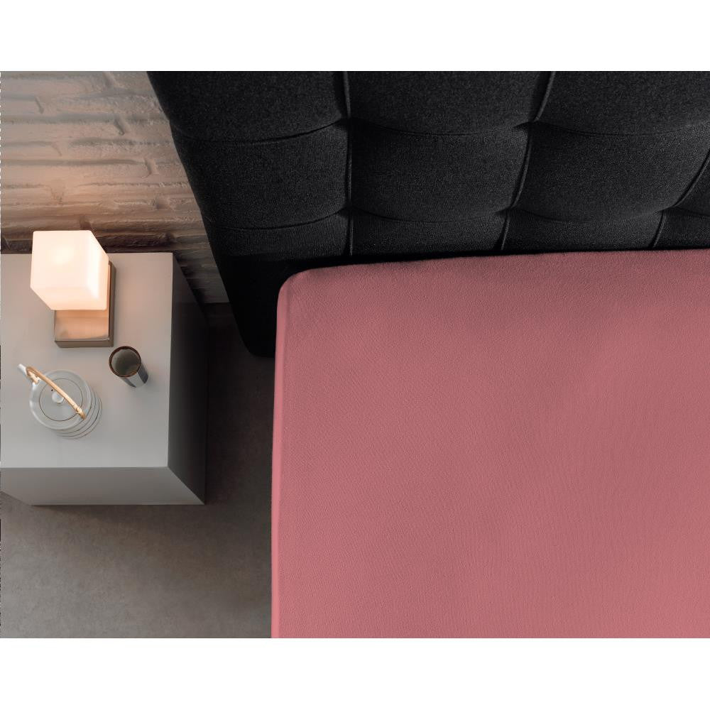 Single Jersey 135 GSM Soft Cotton Fitted Sheet | Pink | Single 80/100 x 200cm (L) x 30cm (D) - The Bedding & Blankets Store