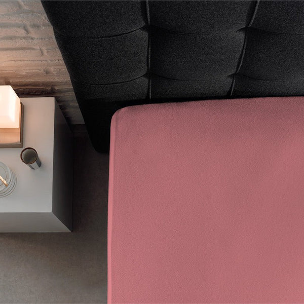Single Jersey 135 GSM Soft Cotton Fitted Sheet | Pink | Single 80/100 x 200cm (L) x 30cm (D) - The Bedding & Blankets Store