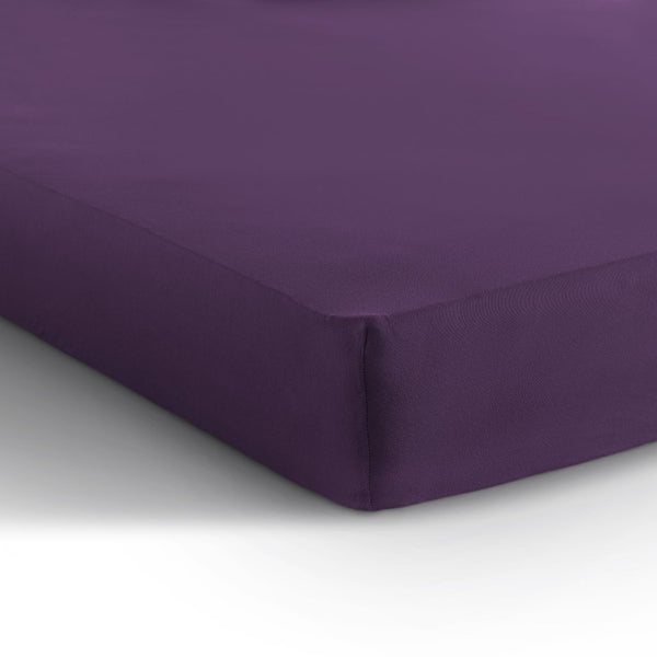 Single Jersey 135 GSM Soft Cotton Fitted Sheet | Purple | Single 80/100 x 200cm (L) x 30cm (D) - The Bedding & Blankets Store