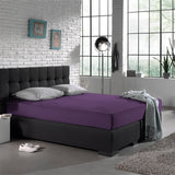 Single Jersey 135 GSM Soft Cotton Fitted Sheet | Purple | Single 80/100 x 200cm (L) x 30cm (D) - The Bedding & Blankets Store