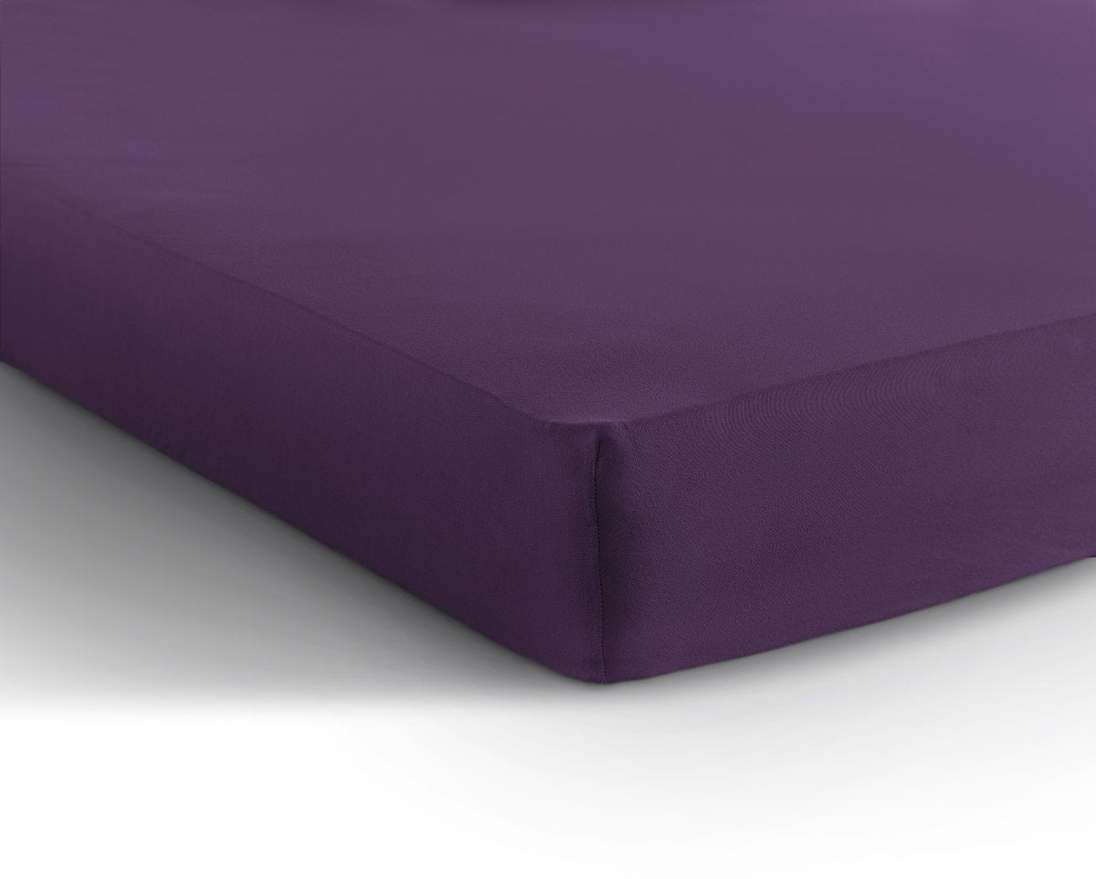 Single Jersey 135 GSM Soft Cotton Fitted Sheet | Purple | Single 80/100 x 200cm (L) x 30cm (D) - The Bedding & Blankets Store