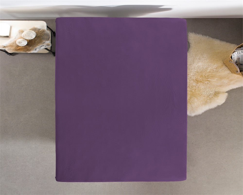 Single Jersey 135 GSM Soft Cotton Fitted Sheet | Purple | Single 80/100 x 200cm (L) x 30cm (D) - The Bedding & Blankets Store
