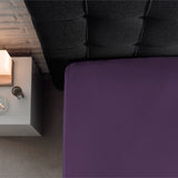 Single Jersey 135 GSM Soft Cotton Fitted Sheet | Purple | Single 80/100 x 200cm (L) x 30cm (D) - The Bedding & Blankets Store
