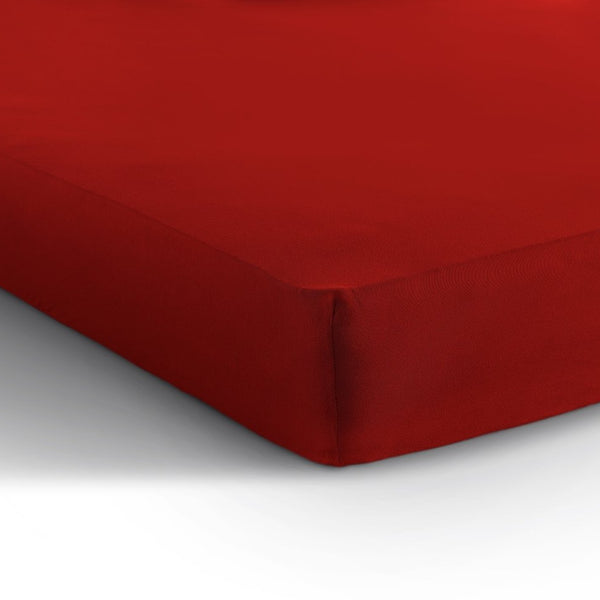 Single Jersey 135 GSM Soft Cotton Fitted Sheet | Red | Single 80/100 x 200cm (L) x 30cm (D) - The Bedding & Blankets Store