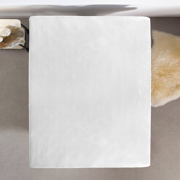 Single Jersey 135 GSM Soft Cotton Fitted Sheet | White | Single 80/100 x 200cm (L) x 30cm (D) - The Bedding & Blankets Store