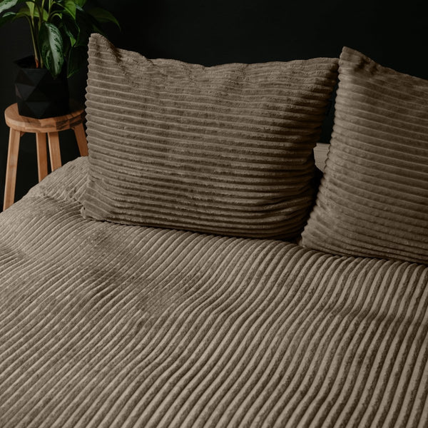 Ribbed Teddy Fleece Duvet Cover Set EMSA Rib | Taupe | King - 240cm (W) x 220cm (L) - The Bedding & Blankets Store