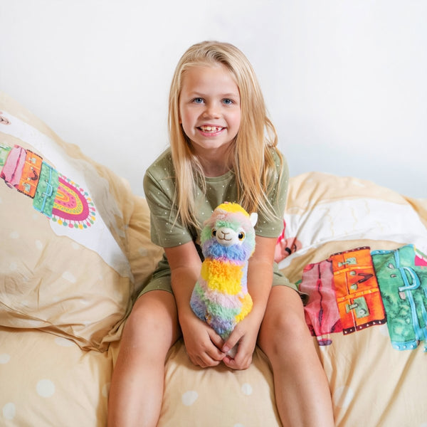 100% Cotton Duvet Cover Set Alpaca Adventure | Sand | Single - 135cm (W) x 200cm (L) - The Bedding & Blankets Store