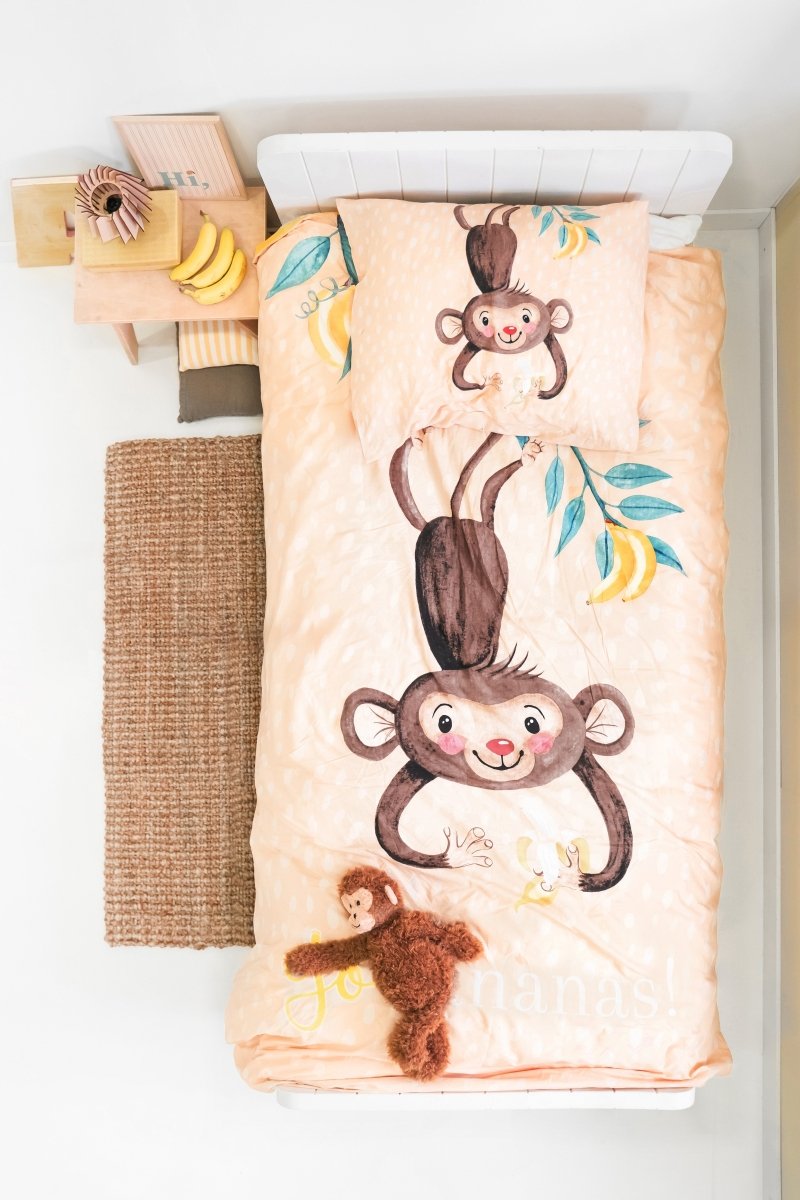 100% Cotton Duvet Cover Set Go Banana's | Multicolour | Single - 135cm (W) x 200cm (L) - The Bedding & Blankets Store