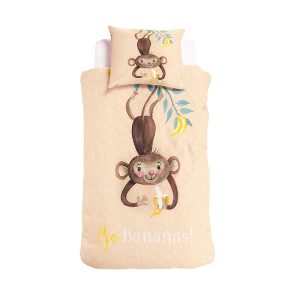 100% Cotton Duvet Cover Set Go Banana's | Multicolour | Single - 135cm (W) x 200cm (L) - The Bedding & Blankets Store
