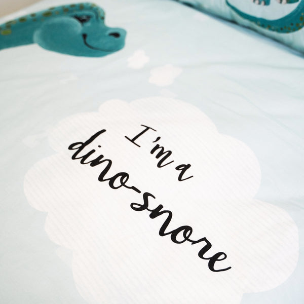 100% Cotton Duvet Cover Set I'm a Dino - Sore | Blue | Single Long - 140cm (W) x 220cm (L) - The Bedding & Blankets Store