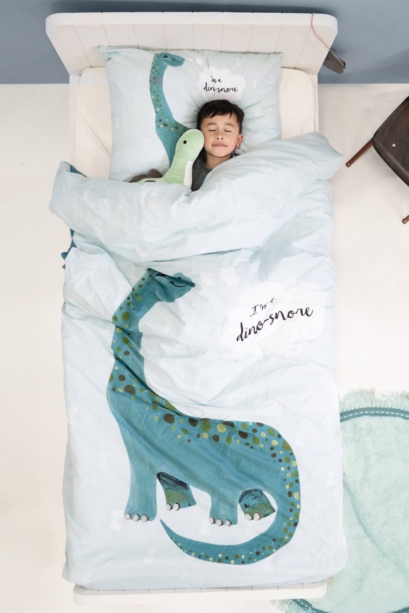 100% Cotton Duvet Cover Set I'm a Dino - Sore | Blue | Single Long - 140cm (W) x 220cm (L) - The Bedding & Blankets Store