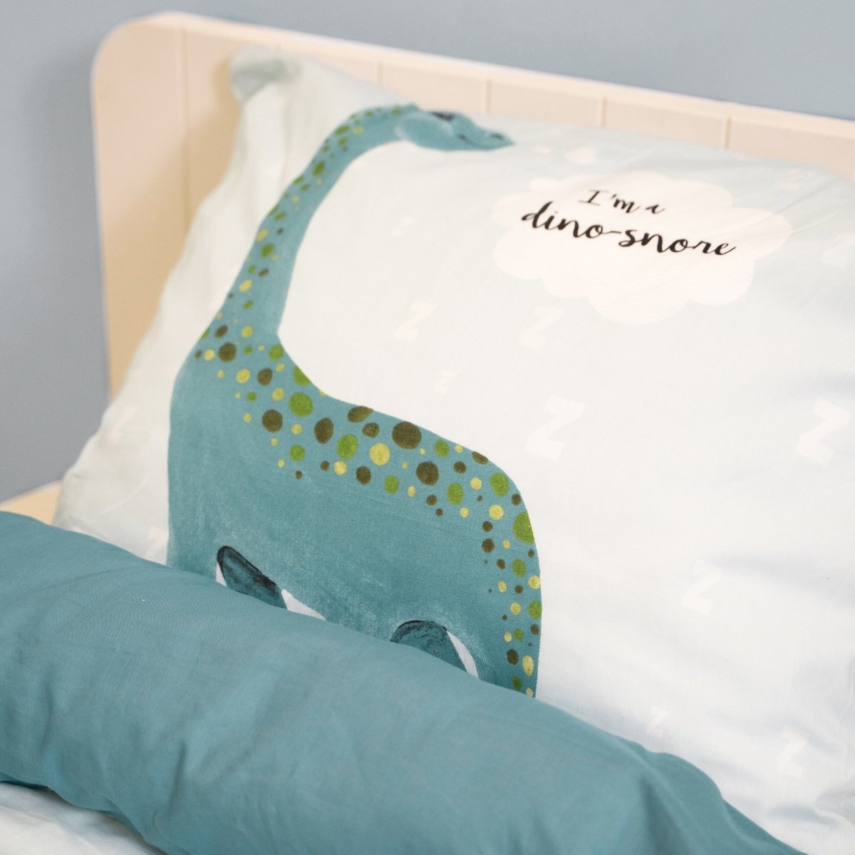 100% Cotton Duvet Cover Set I'm a Dino - Sore | Blue | Single Long - 140cm (W) x 220cm (L) - The Bedding & Blankets Store