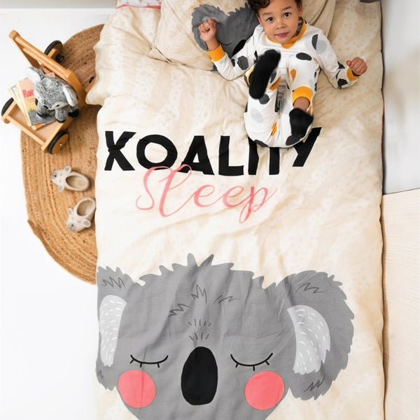 100% Cotton Duvet Cover Set Koality Sleep | Sand | Single - 135cm (W) x 200cm (L) - The Bedding & Blankets Store
