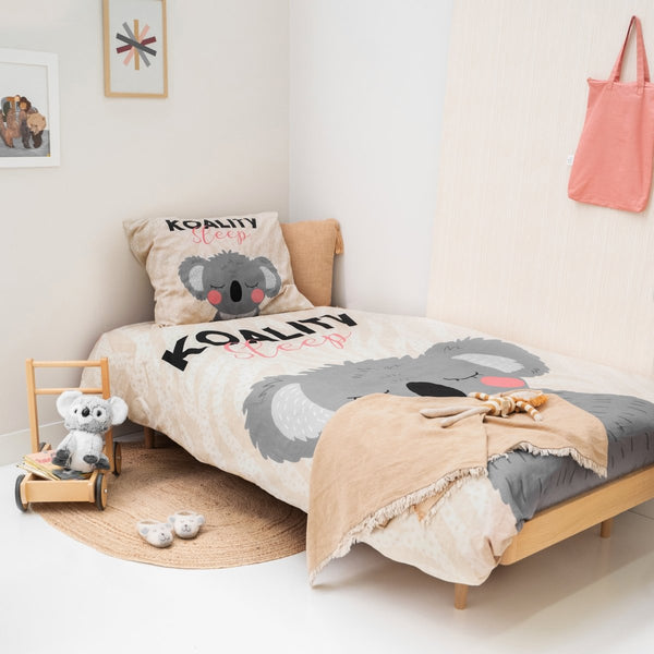 100% Cotton Duvet Cover Set Koality Sleep | Sand | Single - 135cm (W) x 200cm (L) - The Bedding & Blankets Store