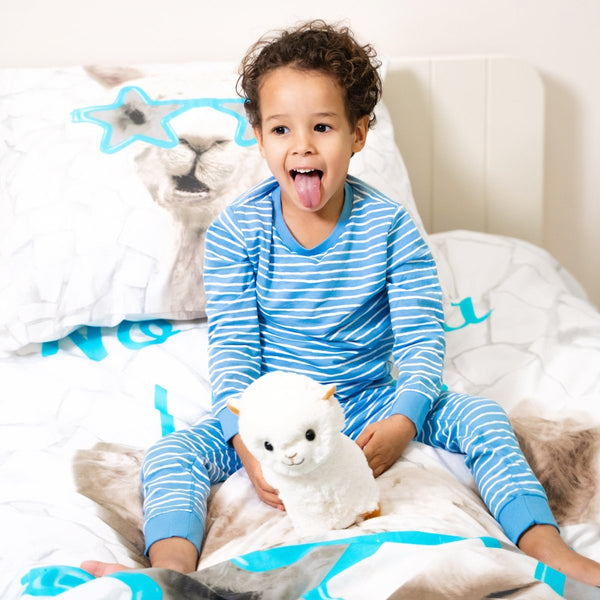 100% Cotton Duvet Cover Set No Drama Llama | White | Single - 135cm (W) x 200cm (L) - The Bedding & Blankets Store