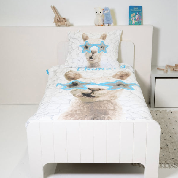 100% Cotton Duvet Cover Set No Drama Llama | White | Single - 135cm (W) x 200cm (L) - The Bedding & Blankets Store
