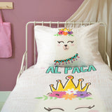 100% Cotton Duvet Cover Set Princess Al Paca | Pink | Single - 135cm (W) x 200cm (L) - The Bedding & Blankets Store