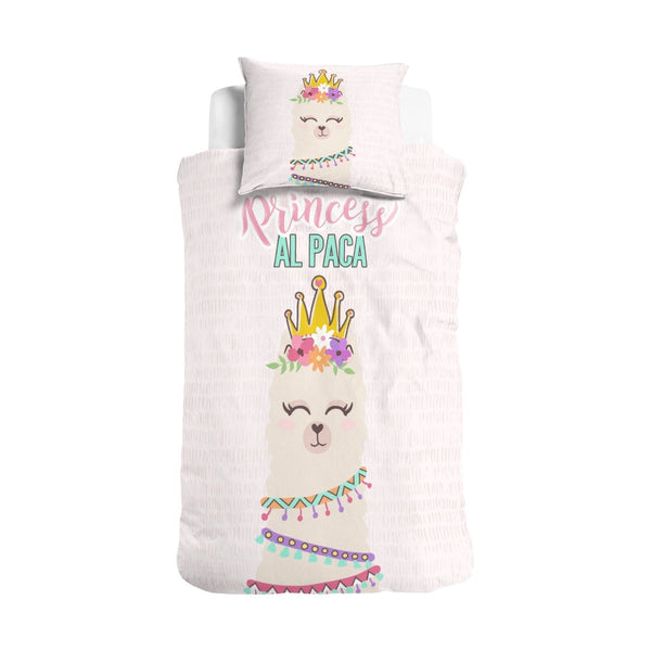 100% Cotton Duvet Cover Set Princess Al Paca | Pink | Single - 135cm (W) x 200cm (L) - The Bedding & Blankets Store