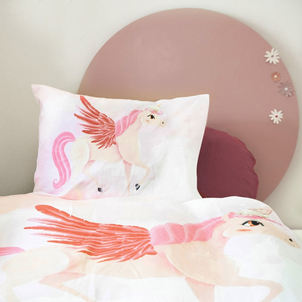 100% Cotton Duvet Cover Set Unicone | Pink | Single - 135cm (W) x 200cm (L) - The Bedding & Blankets Store