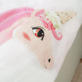 100% Cotton Duvet Cover Set Unicone | Pink | Single - 135cm (W) x 200cm (L) - The Bedding & Blankets Store
