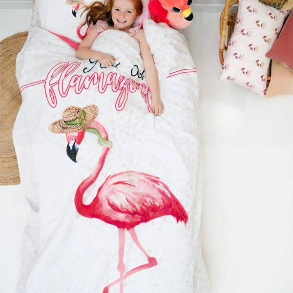 100% Cotton Duvet Cover Set You are Flamazing | Pink | Single - 135cm (W) x 200cm (L) - The Bedding & Blankets Store