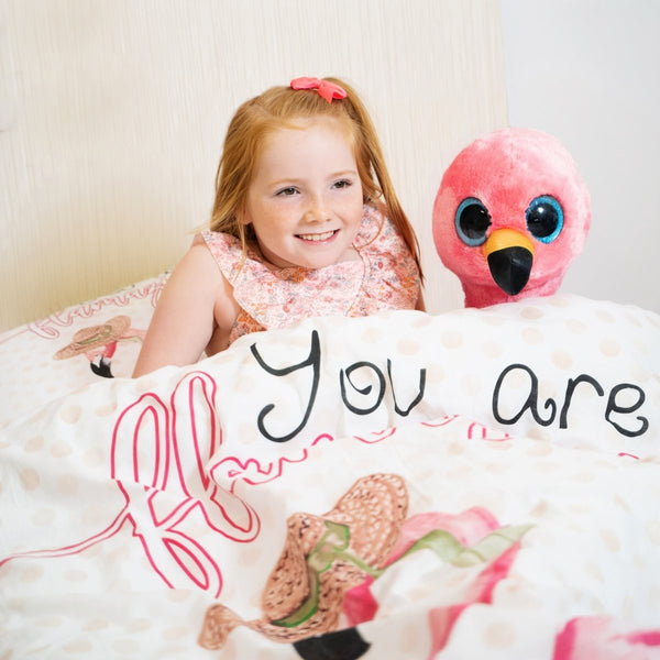 100% Cotton Duvet Cover Set You are Flamazing | Pink | Single - 135cm (W) x 200cm (L) - The Bedding & Blankets Store