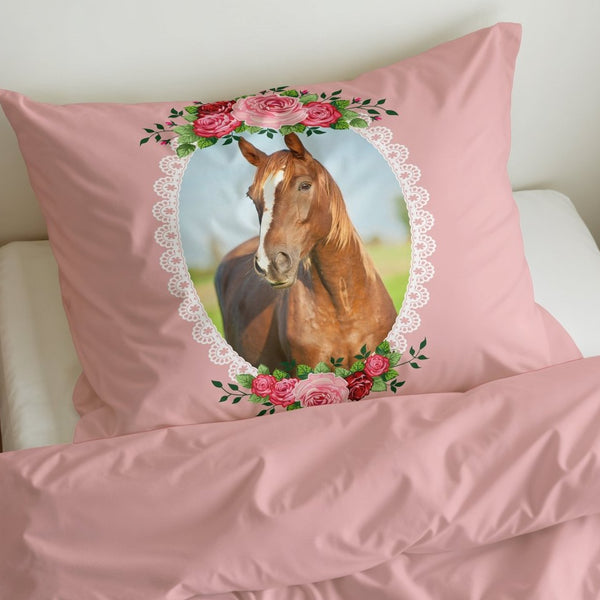 100% Microfibre Duvet Cover Set Cute Horse | Pink | Single Long - 140cm (W) x 200/220cm (L) - The Bedding & Blankets Store