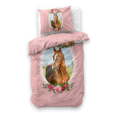 100% Microfibre Duvet Cover Set Cute Horse | Pink | Single Long - 140cm (W) x 200/220cm (L) - The Bedding & Blankets Store
