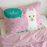 Microfibre Duvet Cover Set Hola Lama | Pink | Single Long - 140cm (W) x 200/220cm (L) - The Bedding & Blankets Store