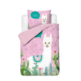 Microfibre Duvet Cover Set Hola Lama | Pink | Single Long - 140cm (W) x 200/220cm (L) - The Bedding & Blankets Store