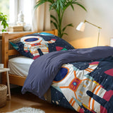Microfibre Duvet Cover Set Space Man 2 | Blue | Single Long - 140cm (W) x 200/220cm (L) - The Bedding & Blankets Store