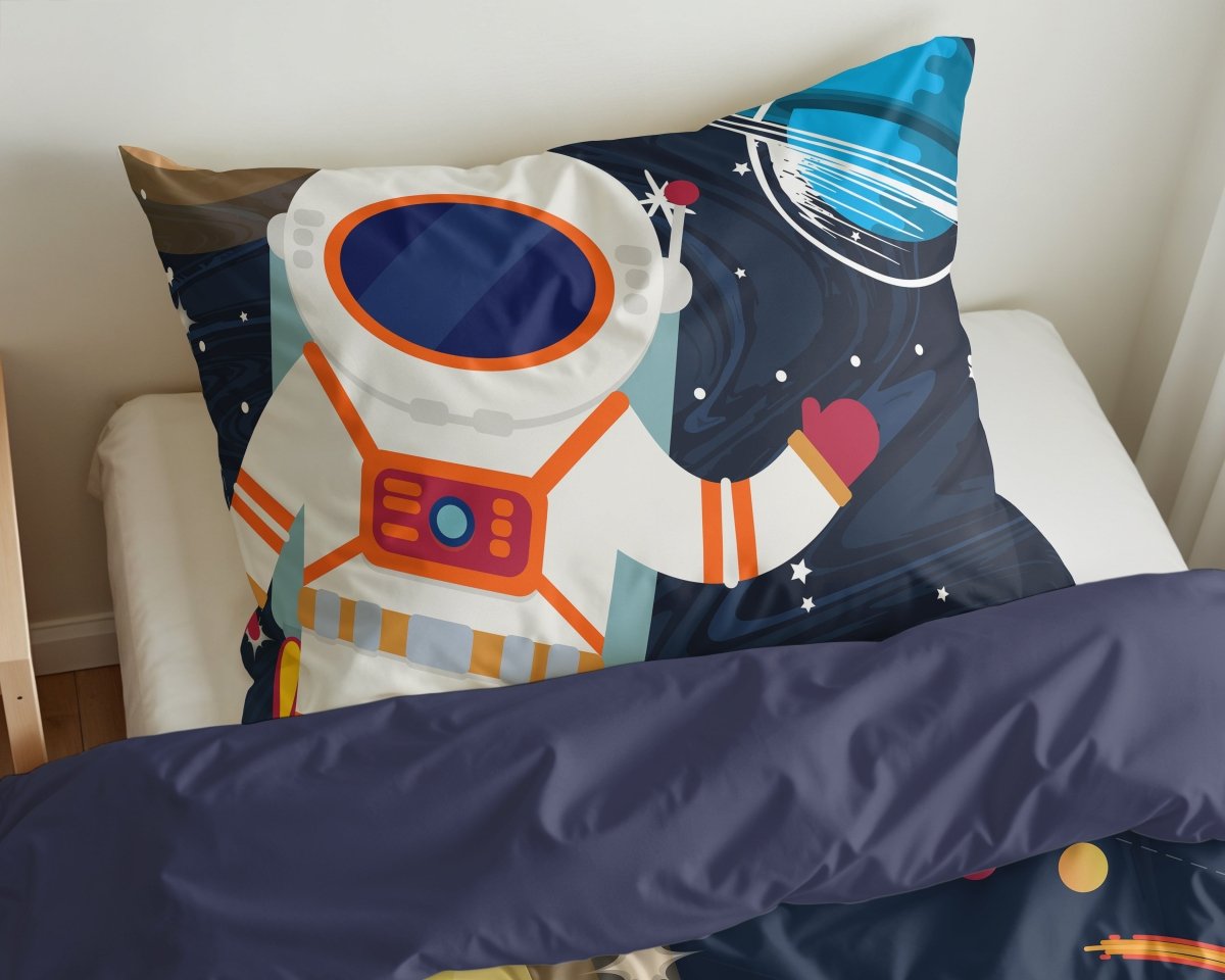 Microfibre Duvet Cover Set Space Man 2 | Blue | Single Long - 140cm (W) x 200/220cm (L) - The Bedding & Blankets Store