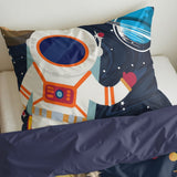 Microfibre Duvet Cover Set Space Man 2 | Blue | Single Long - 140cm (W) x 200/220cm (L) - The Bedding & Blankets Store