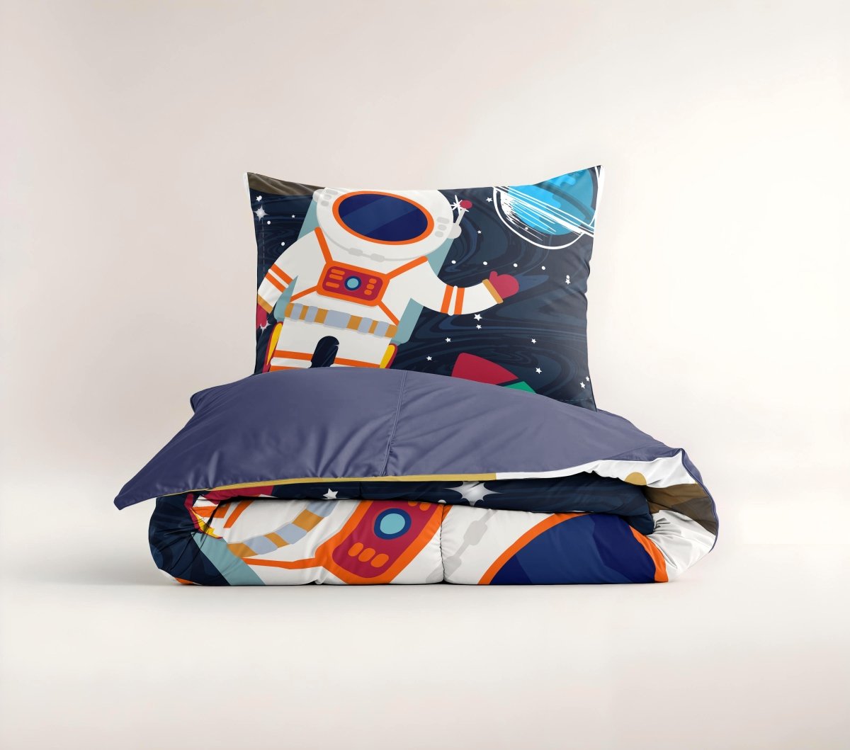 Microfibre Duvet Cover Set Space Man 2 | Blue | Single Long - 140cm (W) x 200/220cm (L) - The Bedding & Blankets Store