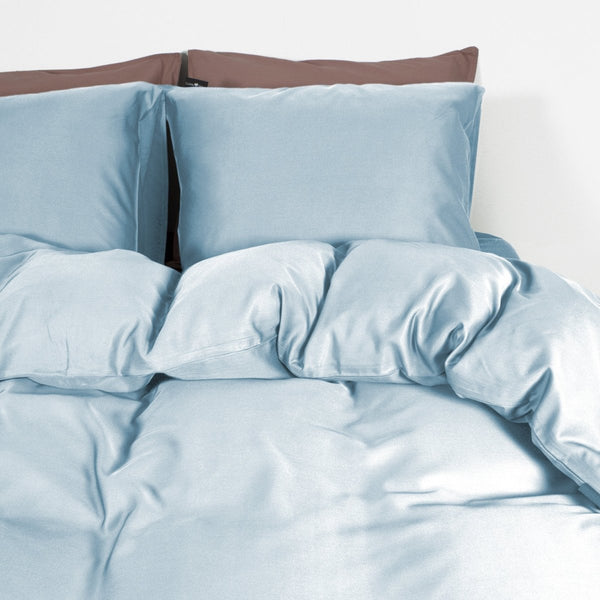 100% Bamboo Duvet Cover Set | Blue | Single Long - 140cm (W) x 200/220cm (L) - The Bedding & Blankets Store