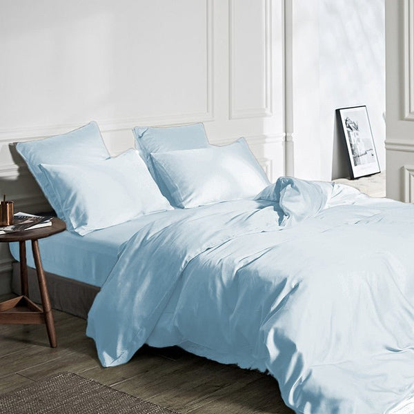 100% Bamboo Duvet Cover Set | Blue | Single Long - 140cm (W) x 200/220cm (L) - The Bedding & Blankets Store