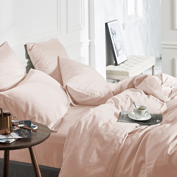 100% Bamboo Duvet Cover Set | Blush Pink | Single Long - 140cm (W) x 200/220cm (L) - The Bedding & Blankets Store