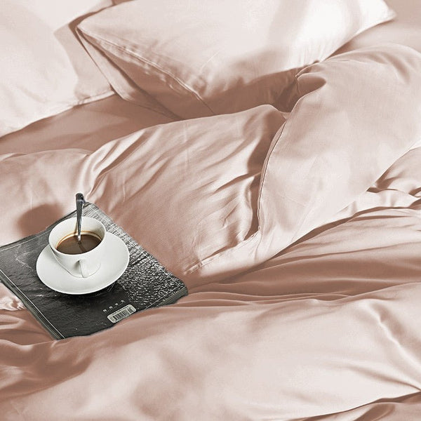 100% Bamboo Duvet Cover Set | Blush Pink | Single Long - 140cm (W) x 200/220cm (L) - The Bedding & Blankets Store