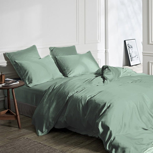 100% Bamboo Duvet Cover Set | Green | Single Long - 140cm (W) x 200/220cm (L) - The Bedding & Blankets Store