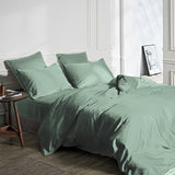 100% Bamboo Duvet Cover Set | Green | Single Long - 140cm (W) x 200/220cm (L) - The Bedding & Blankets Store