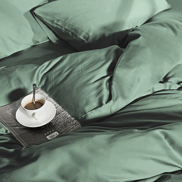 100% Bamboo Duvet Cover Set | Green | Single Long - 140cm (W) x 200/220cm (L) - The Bedding & Blankets Store