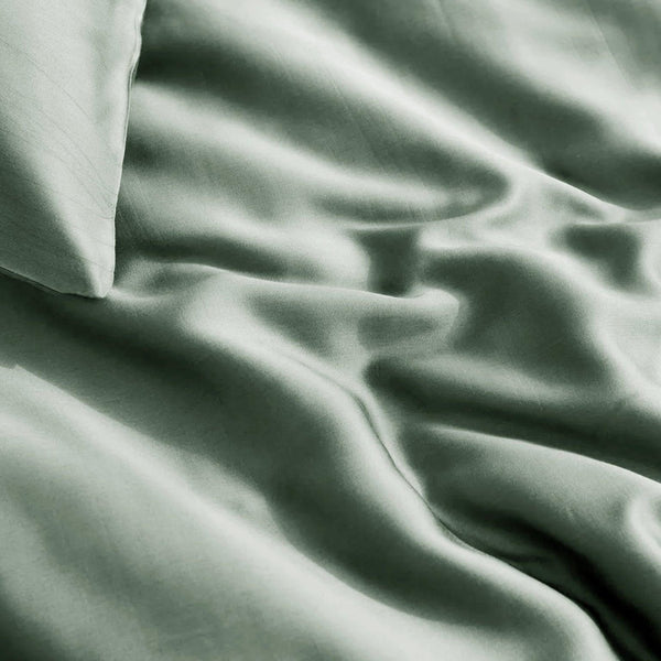 100% Bamboo Duvet Cover Set | Green | Single Long - 140cm (W) x 200/220cm (L) - The Bedding & Blankets Store